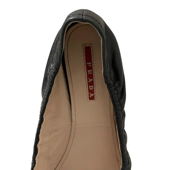 Prada Black Ballet Flats Size Women’s 38.5 / US 8 High End Comfort - Picture 4 of 8